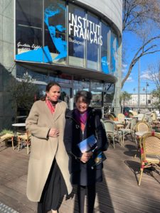 Destination Budapest pour l'organisation de l'année Eiffel 2023. Myriam Larnaudie Eiffel avec Madame l'Ambassadeur Claire Legras.